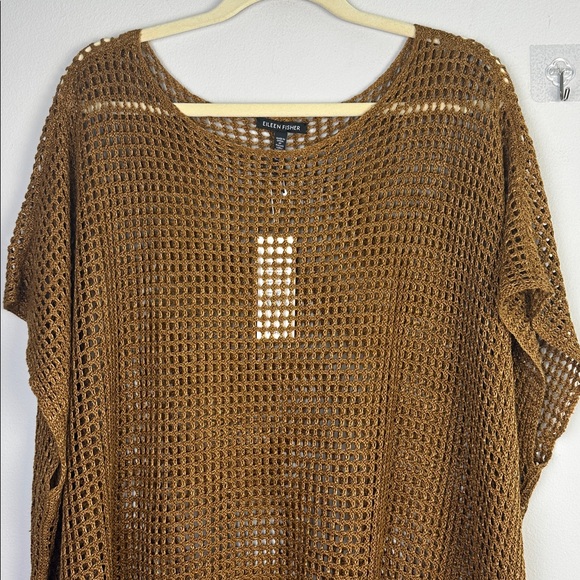 NEW Eileen Fisher Organic Linen Delave Bateau Neck Top 2X Boxy Fit Short Length - Picture 5 of 16